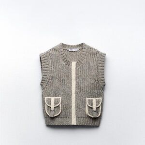 Zara mixed pocket knit vest